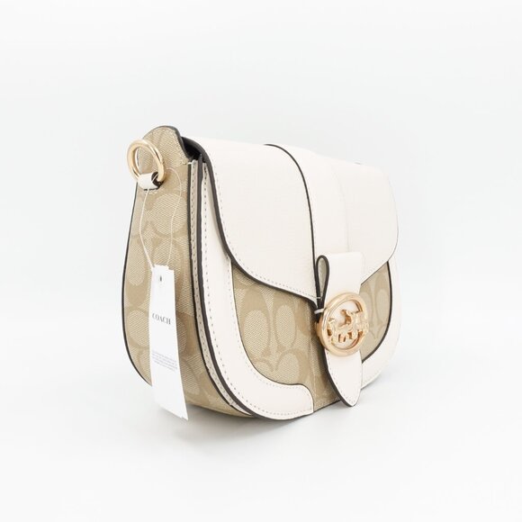 Coach Women's Georgie Saddle Bag in Signature Canvas White Size OS - Picture 3 of 11